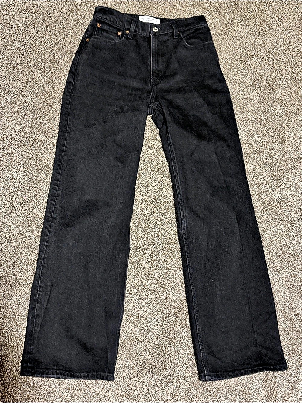 Abercrombie & Fitch The 90s Relaxed Jean High Rise Black Waist 25 0 s short
